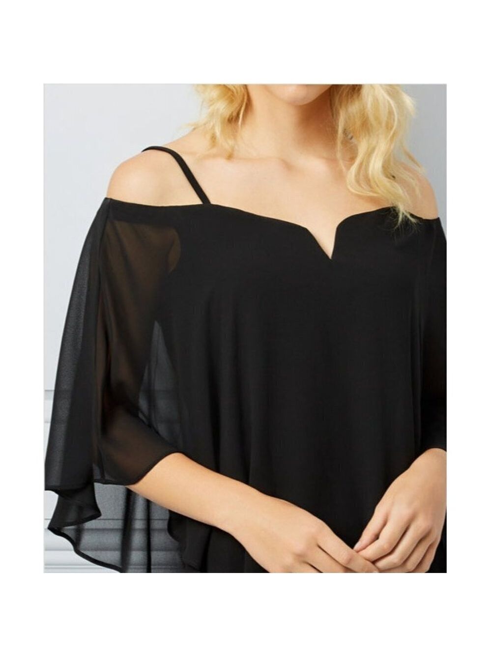 Le Chateau Women Chiffon Off-the-Shoulder Cape Dress XXL - Picture 4 of 9